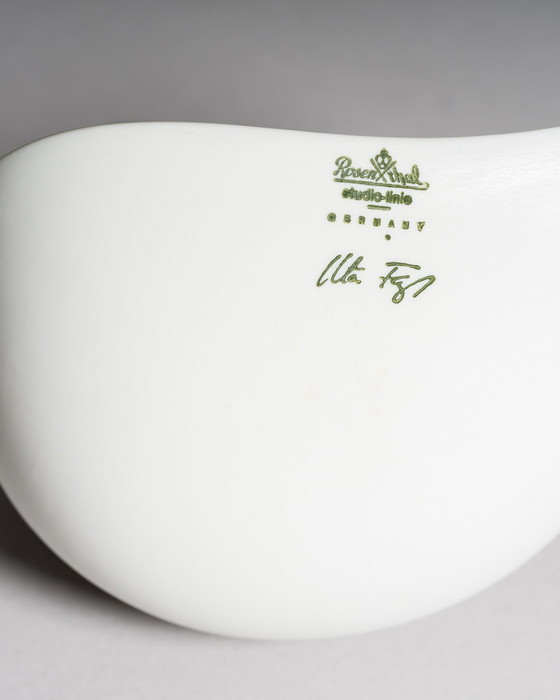 Image 1 of Curated Porcelain Duo: Lino Sabattini "Penguin" Vase (22cm) & Uta Feyl Sculptural Mini Vase – Rosenthal Studio Line, 1980s