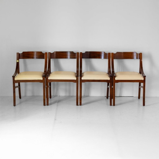 4X Mid-Century Modern Cavatorta Wood Dining Chairs, Italy 1960s