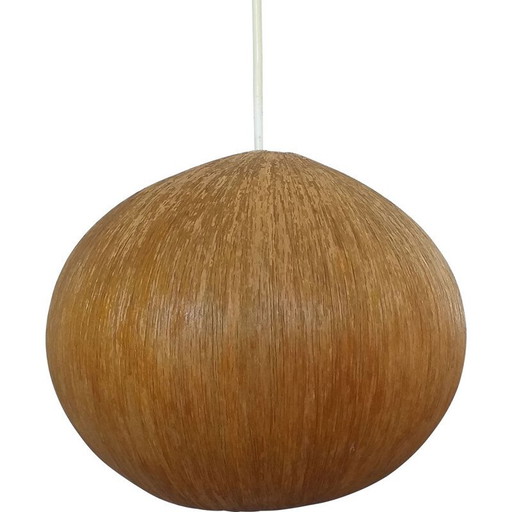 Lampe suspendue vintage en bois et placage, Danemark 1960