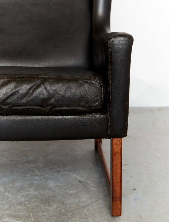 Image 1 of Sedia e poggiapiedi wingback vintage di Rudolf Glatzel per Kill International, 1960