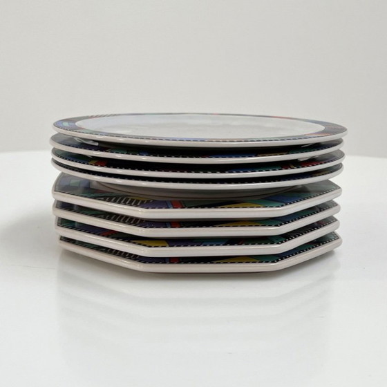 Image 1 of Set aus 8 Tellern Metropol von Barbara Brenner für Rosenthal, 1990er Jahre