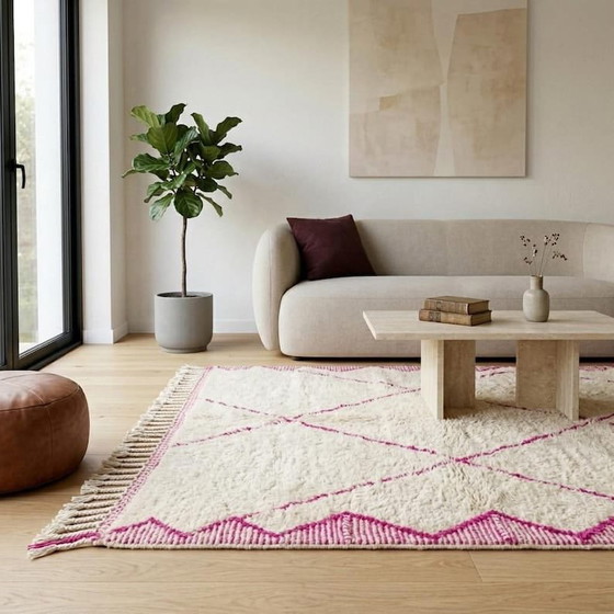 Magnífica alfombra bereber rosa hecha a mano en pura lana, 200x300 cm. – Aime Té, Wool (photo 8 of 8)