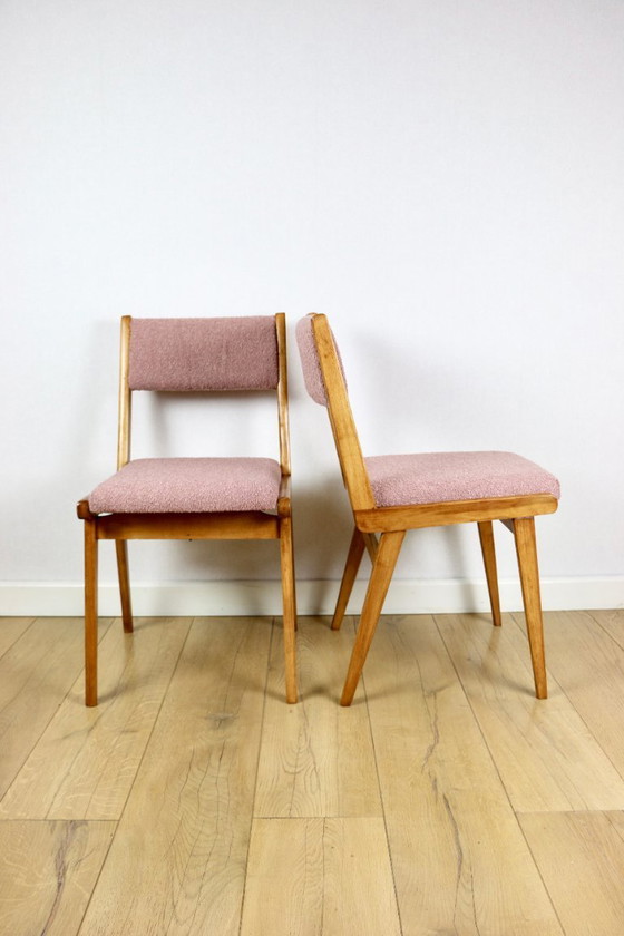 Image 1 of Sedie vintage rosa fucsia boucle - set da 6