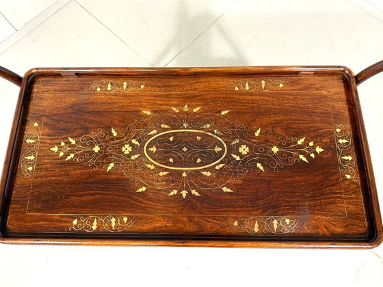 Image 1 of Carrello di servizio italiano in teak con ottone, anni '30-'40