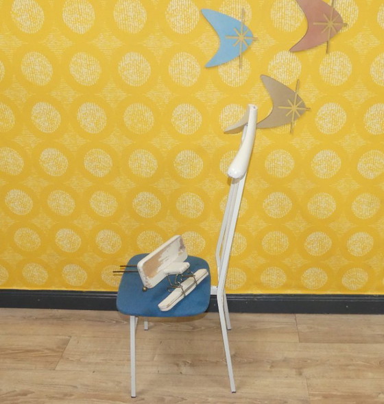 Image 1 of Valet muet années 50 années 60 Portemanteau avec siège Chaise à habiller Ventilateur à vêtements Chaise à habiller