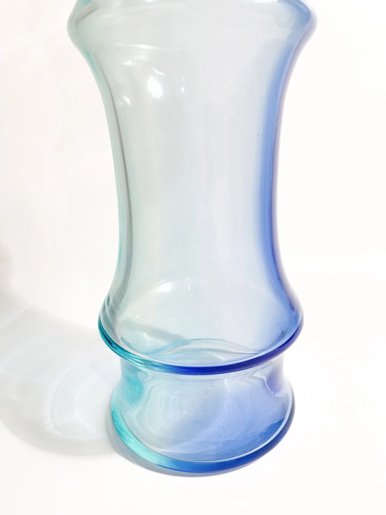 1980s Murano Glass Vase by Nason, Light Blue and Blue Bamboo – Postmodern (photo 8 of 11)