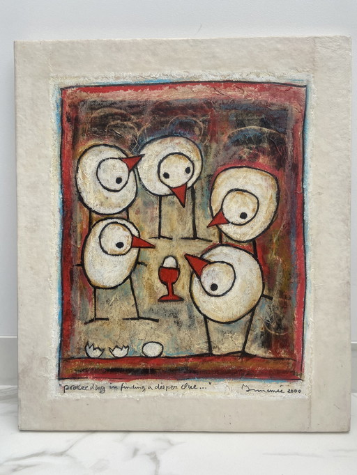 Hans Innemee, Proceeding in finding de deeper Clue. Geschilderd op paneel (hout). 