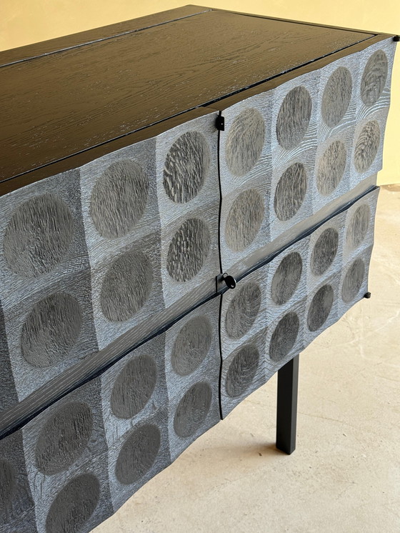Image 1 of Brutalist Bar Cabinet in Black Stained Oak by J. Batenburg for MI Belgium