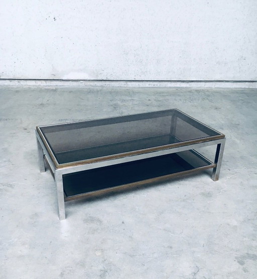 Mesa de centro Flaminia de dos niveles, diseño Hollywood Regency, Francia, década de 1970