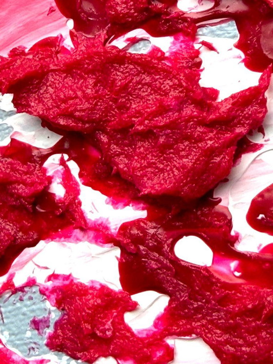 Image 1 of Abstract painting VOLT Pêche Melba, original modern artwork 18 x 24 cm.