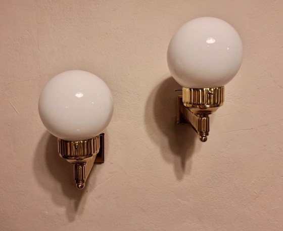 Image 1 of Paire d'appliques murales Astoria en laiton, par Josef Hoffmann, réédition WOKA Vienne