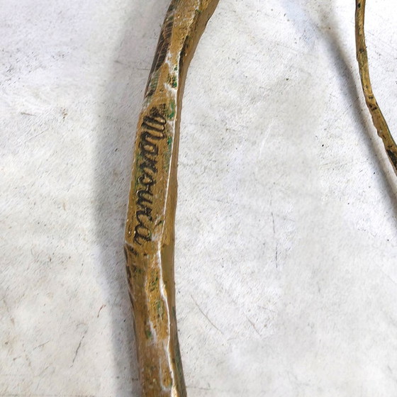 Image 1 of Salvino Marsura table tree root brass glass design vintage