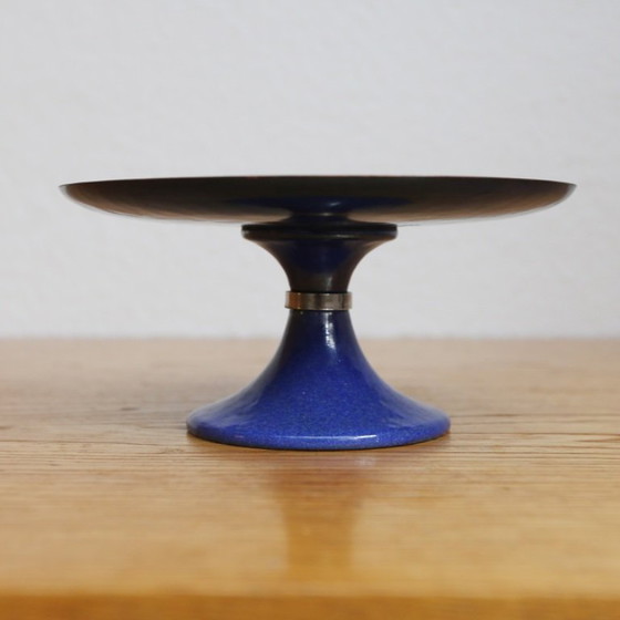 Image 1 of ❤️Cultural furniture enamel platform plate on tulip base GDR Midcentury