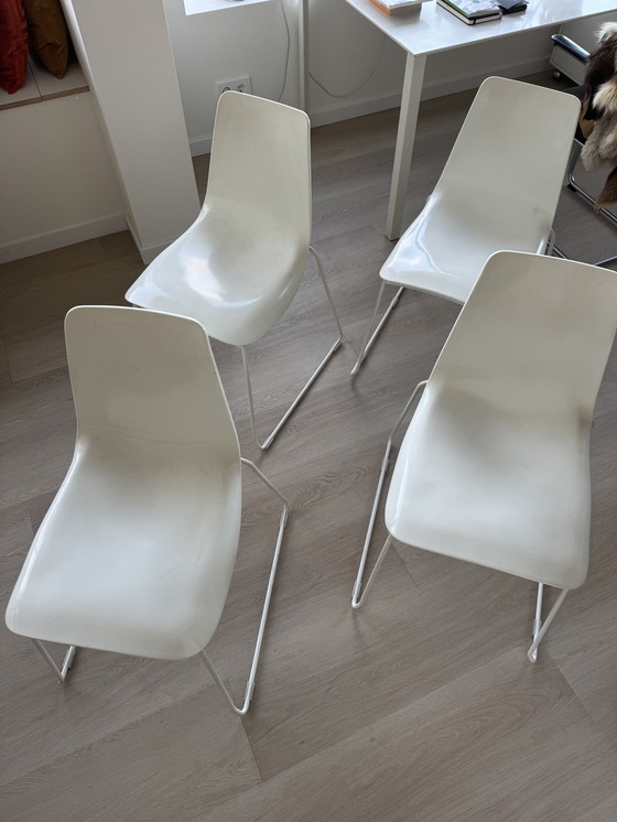 Image 1 of 4x white Bonaldo dining chairs ‘Lei’ 