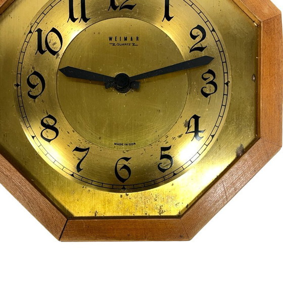 Image 1 of Reloj de pared de Weimar, octogonal, de latón y madera, Alemania, década de 1970