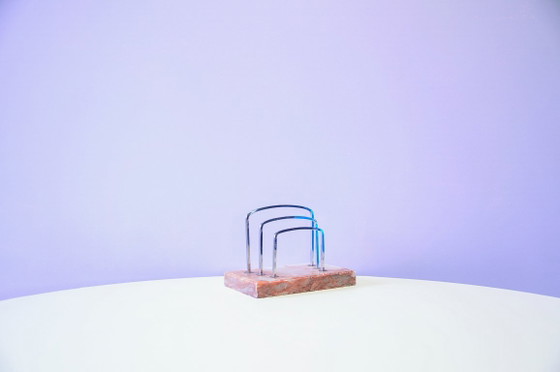 Pink Marble Letter Holder Chrome Brackets – Decorative Objects (photo 4 of 5)