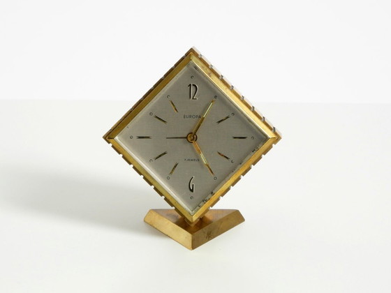 Image 1 of Rare, very beautiful small 1960s mechanical brass alarm clock table clock from Europa