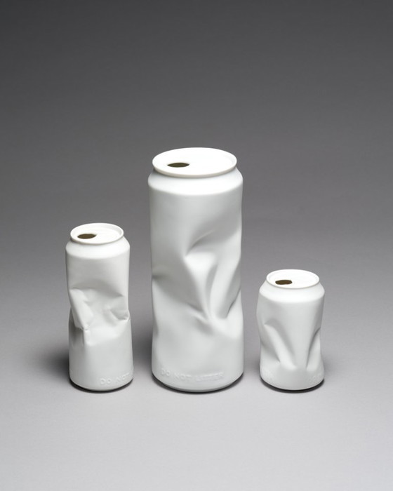 Image 1 of "Do Not Litter" Rosenthal Studio-Line Tin Can Vase TRIO 20cm 14cm 10cm Coca-Cola