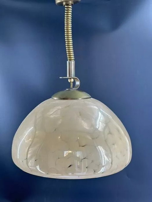50s Bauhaus lamp hanging lamp glass and metal