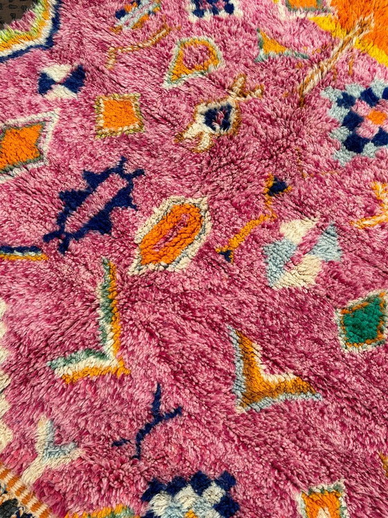 Pink and Orange Moroccan Berber Rug 150x200 cm – Handwoven Boujad Wool Carpet – Rugs & carpets, Vintage (photo 8 of 8)