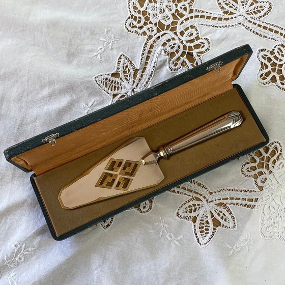 Image 1 of Tweekleurige verzilverde Art Deco taart- of taartschep