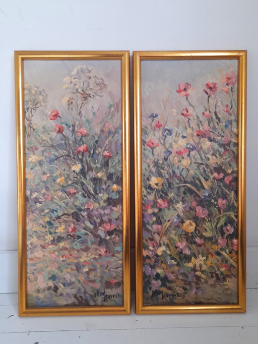 Pair of Danish floral paintings signed Allan Karms