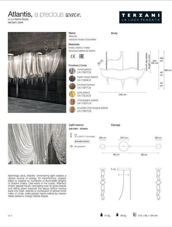 Image 1 of Lampadario Atlantide di Terzani