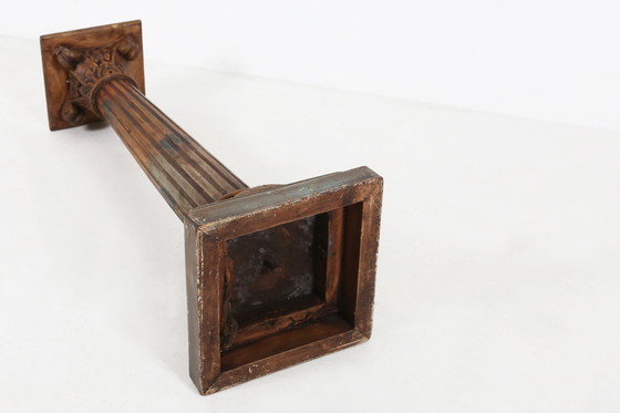Image 1 of Antique Carved Wood Corinthian Column or Pedestal, France ca. 1890