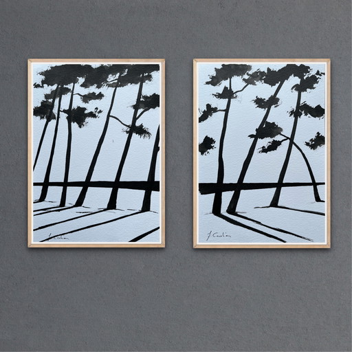 2 ink sketches, 21x15cm.