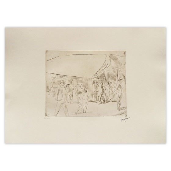 Image 1 of Jules PASCIN, escena callejera en Miami, grabado de 1980