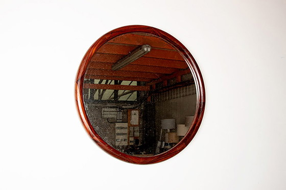 Image 1 of Grande specchio rotondo in palissandro danese di Vildbjerg Mobelfabrik 1960