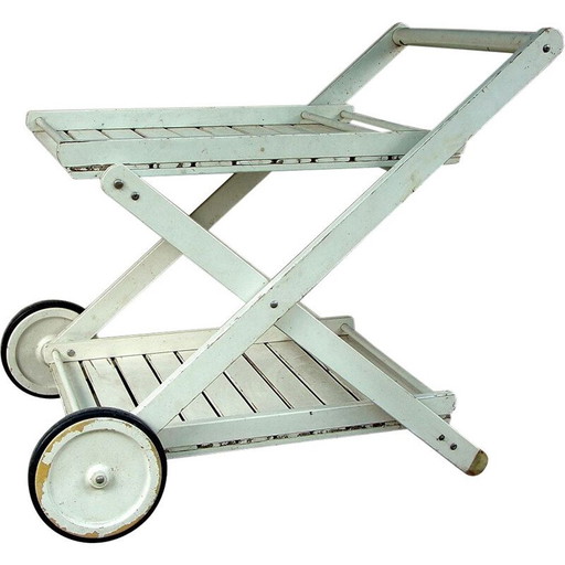 Chariot de bar vintage en bois par Reguitti Brescia, Italie 1960