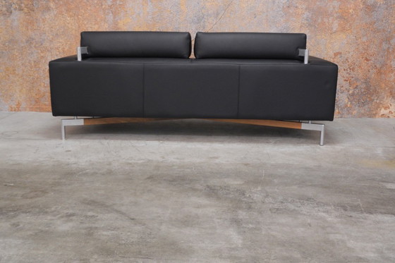 Image 1 of NEW upholstered black leather Leolux Howlo designer sofa
