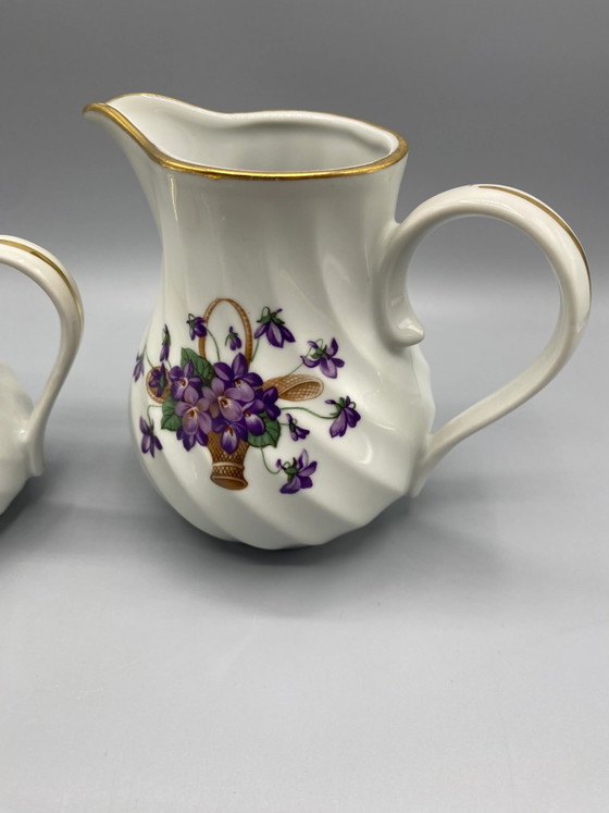 Service à café en porcelaine décoré de violettes et de dorures - Mazagrans – Vaisselle (photo 4 of 10)