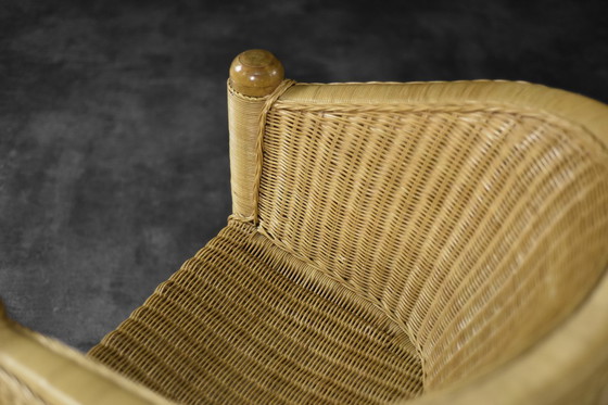 Image 1 of Vintage Italiaanse moderne Boho rotan stoel uit het midden van de eeuw, jaren 70