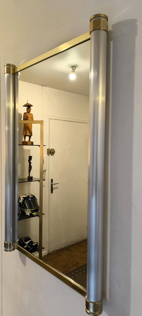 Image 1 of ✨💎 Pierre Vandel Paris - Très beau et rare grand miroir design 1970’s signé Pierre Vandel Paris ✨💎