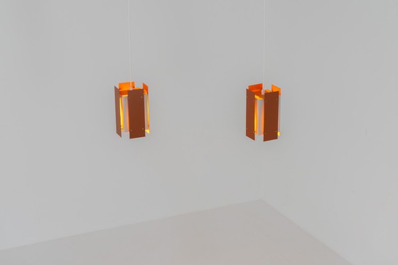 Image 1 of Impresionante par de lámparas colgantes de Lyfa (Dinamarca, años 60).