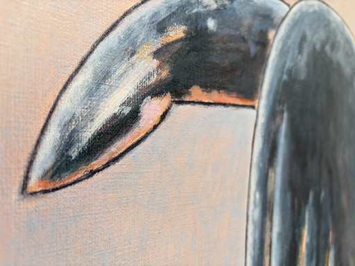 “Pinocchio e sua madre” di Arie van Geest Olio su tela in foglia d’argento Cornice in legno