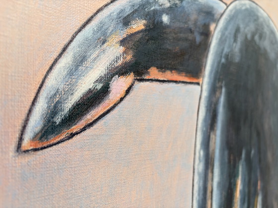 Image 1 of “Pinokkio en zijn moeder” van Arie van Geest Olieverf op doek in bladzilveren Houten lijst 