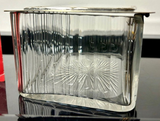 Image 1 of Baccarat crystal box silver lid