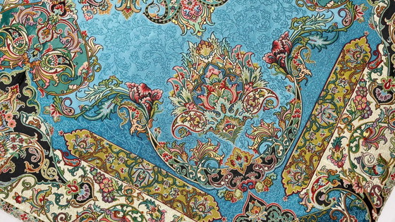 Image 1 of Handgemaakt Oosters tafelkleed, zeer fijn vervaardigd van zijden draden, 100 x 100 cm