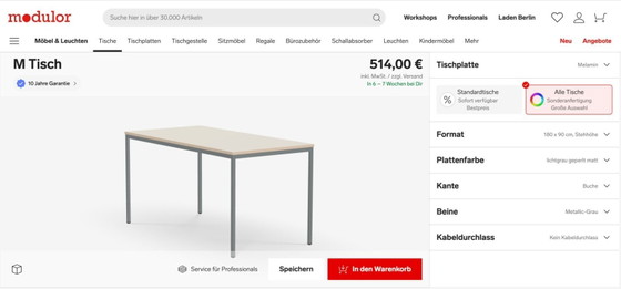 Modulor M mesa 180x90cm – Modular, Escritorios, MDF, Metal (photo 6 of 6)