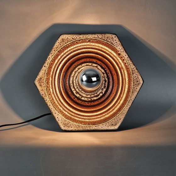 Image 1 of Vintage Wall or Ceiling Lamp by Hustadt Leuchten – Hexagonal Ceramic – 26 cm – E27 – West German Design – 1970s