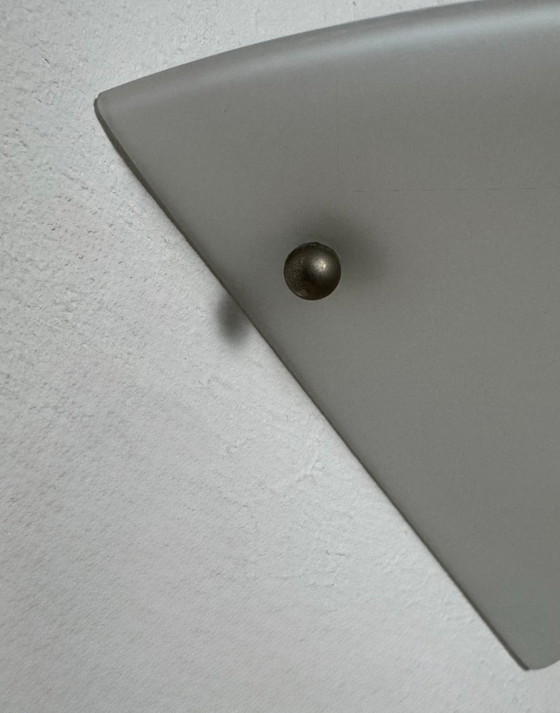 Image 1 of Paire d'appliques vintage, chrome et opaline, France, 1980