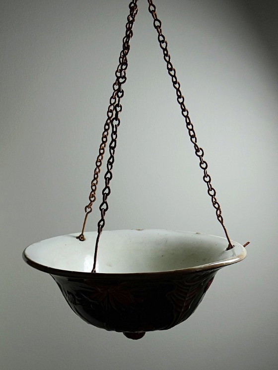 Image 1 of Antica fioriera sospesa in mabotina Art Nouveau del XIX-XX secolo