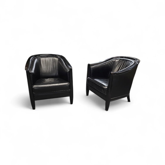 2 x fauteuil en cuir noir années 80 / style Art Déco / bon état – Leather, Art Deco (photo 7 of 19)