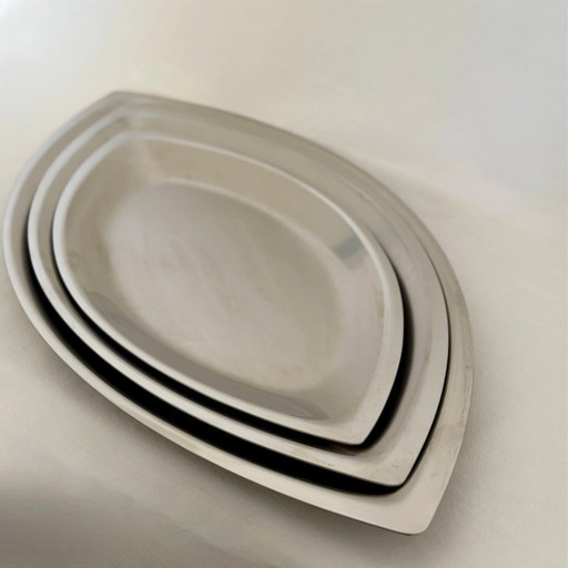 Piatti da portata francesi in acciaio inox 'Cosmos' di Guy Degrenne (set di 3)