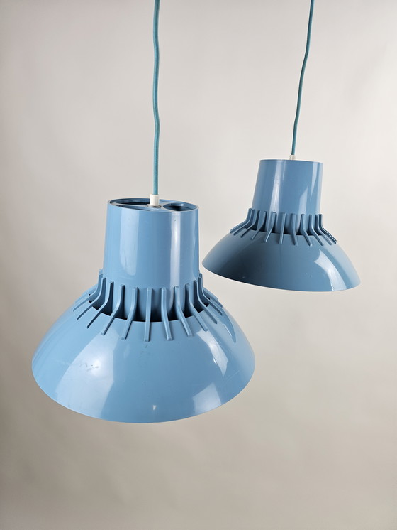 Image 1 of Juego de lámparas colgantes de Svend Middel Bor para Nordisk luz solar plástico azul