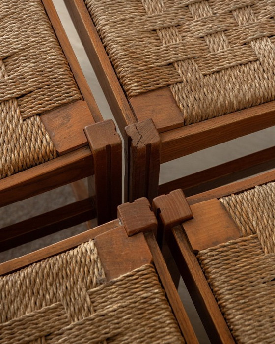 Image 1 of Vintage Italian Rustic Modern Dining Chairs by Snaidero, 1970s, Set of 5