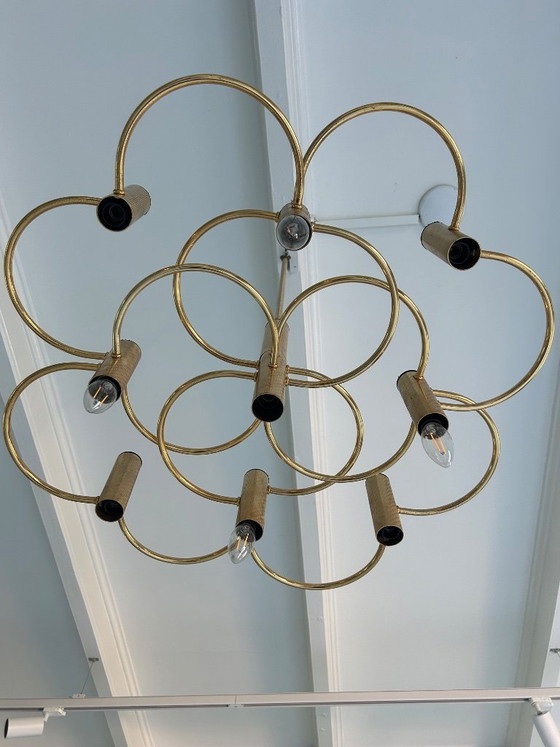 Image 1 of Lampadario in ottone di Gaetano Sciolari.